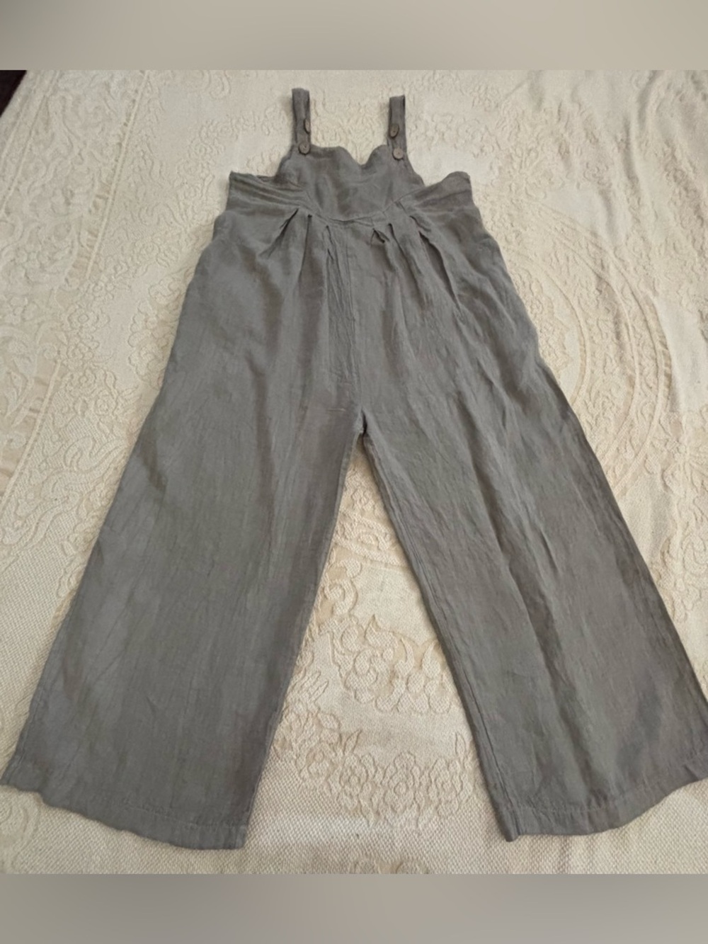 Meo Meli Linen Overalls Jumpsuit Wide Leg  in Taupe made in Italy  Women’s OS